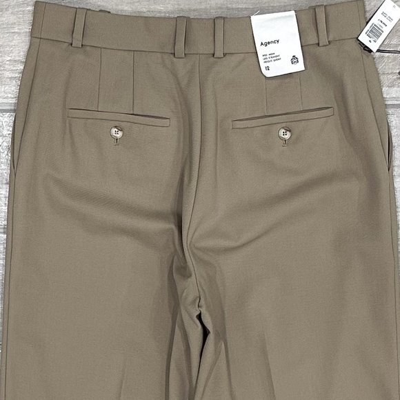 Aritzia Babaton Agency High-Rise Wool Twill Trousers Pants in Taupe Beige Sz 12S - Picture 9 of 16